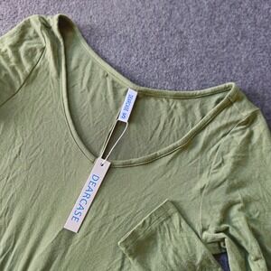 New! Olive Tunic Dress A-Line Sz Small Lagenlook Minimalist Asymmetrical Relaxed